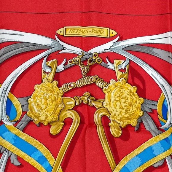 Authentic Hermes scarf Carre 90 Reds Silk100% - Picture 8 of 10